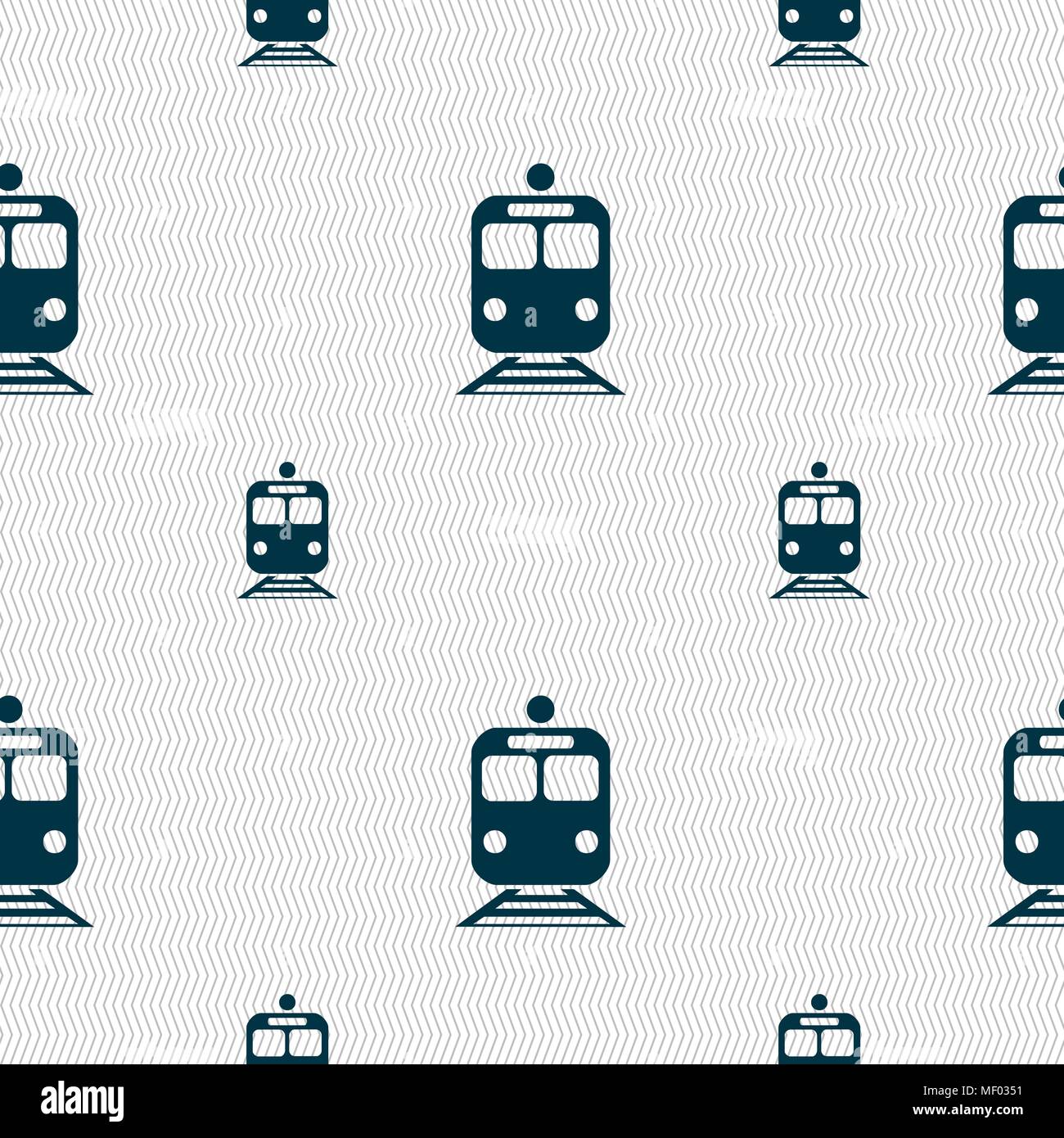 train icon sign. Seamless pattern with geometric texture. Vector illustration Stock Vector