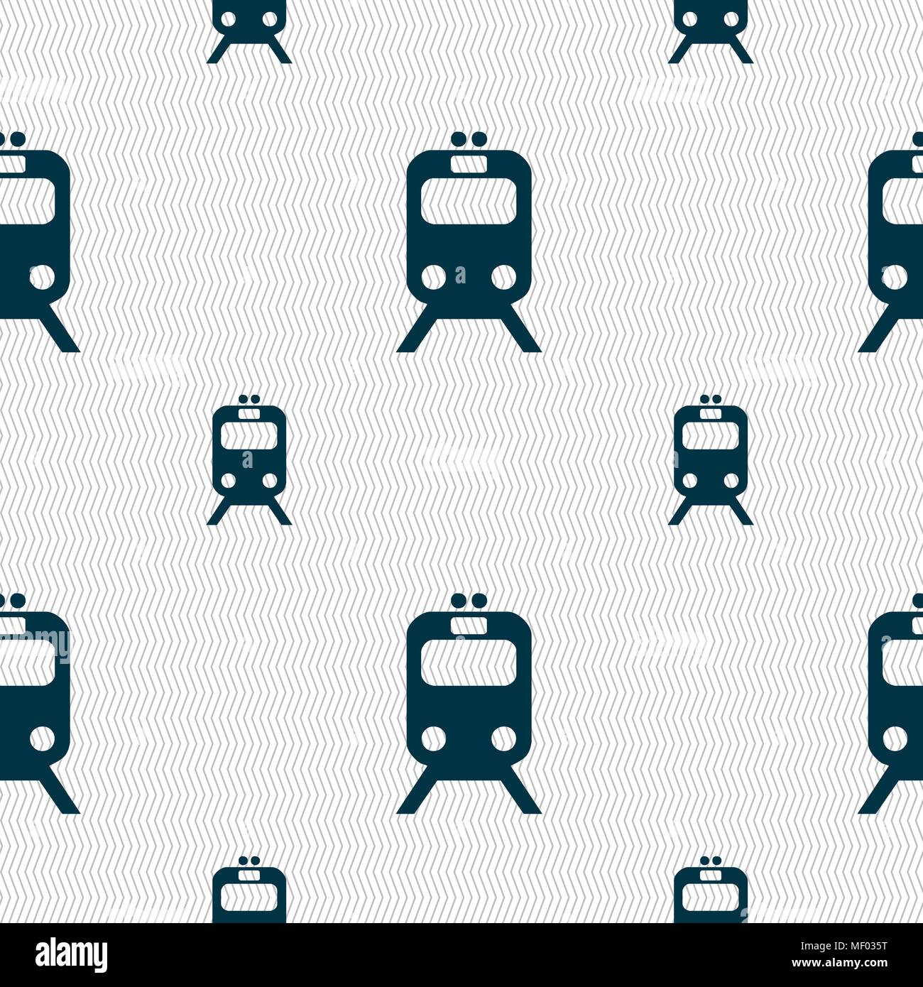 train icon sign. Seamless pattern with geometric texture. Vector illustration Stock Vector