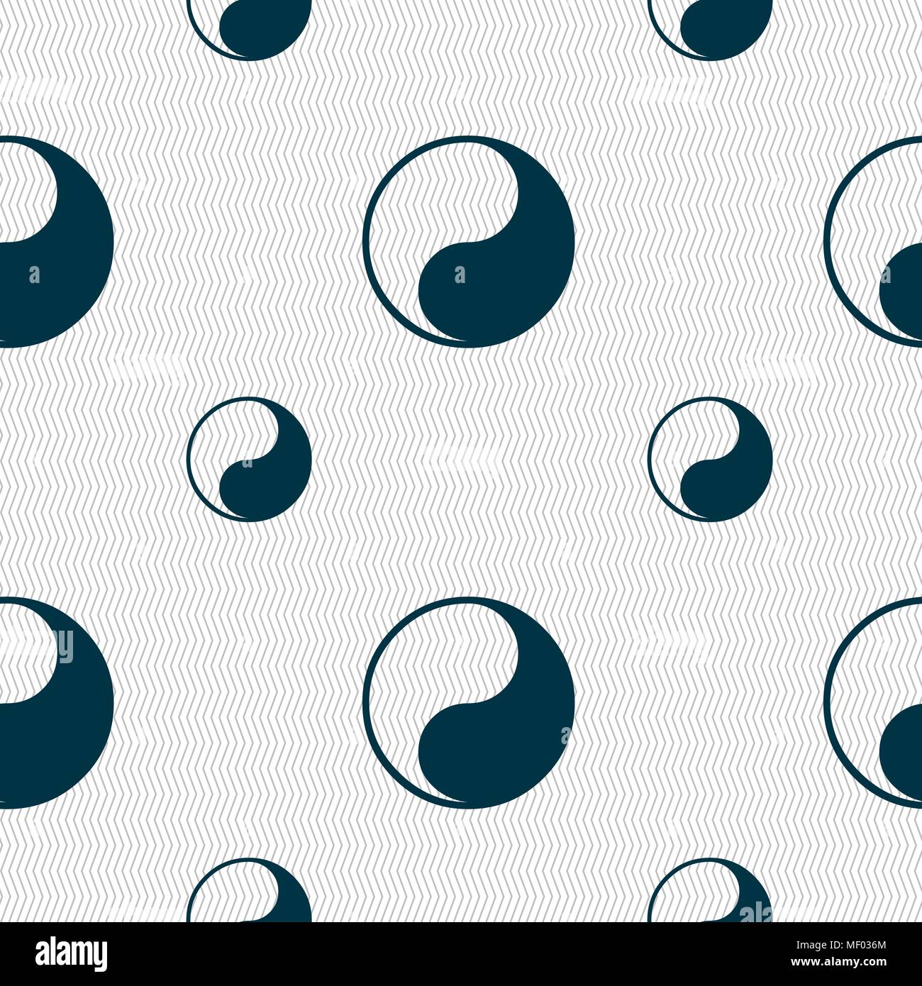 Yin Yang icon sign. Seamless pattern with geometric texture. Vector illustration Stock Vector