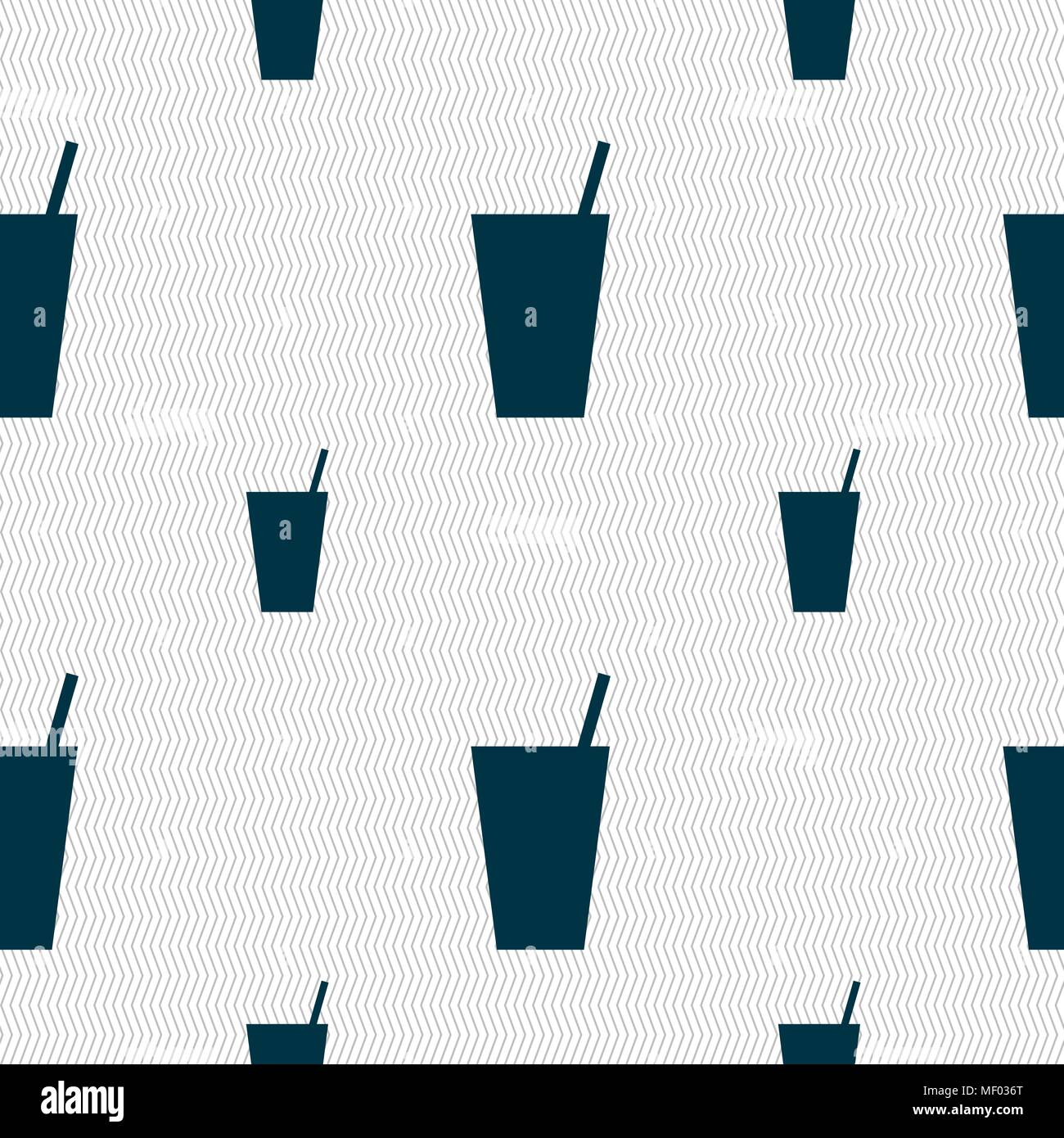cocktail icon sign. Seamless pattern with geometric texture. Vector illustration Stock Vector