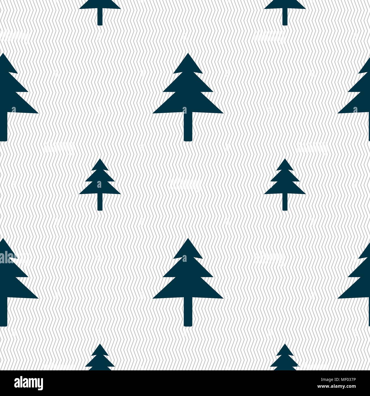 Christmas tree icon sign. Seamless pattern with geometric texture. Vector illustration Stock Vector