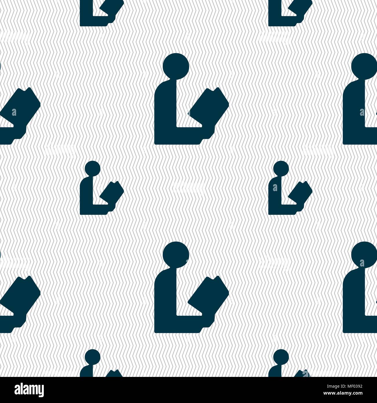 read a book icon sign. Seamless pattern with geometric texture. Vector illustration Stock Vector