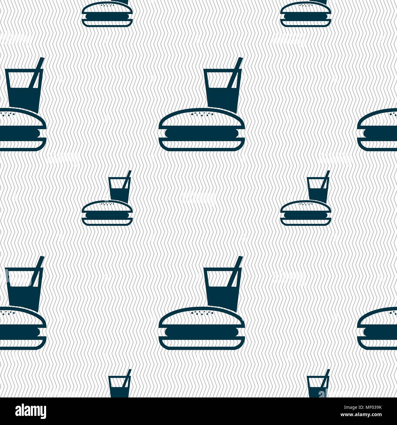 lunch box icon sign. Seamless pattern with geometric texture. Vector illustration Stock Vector