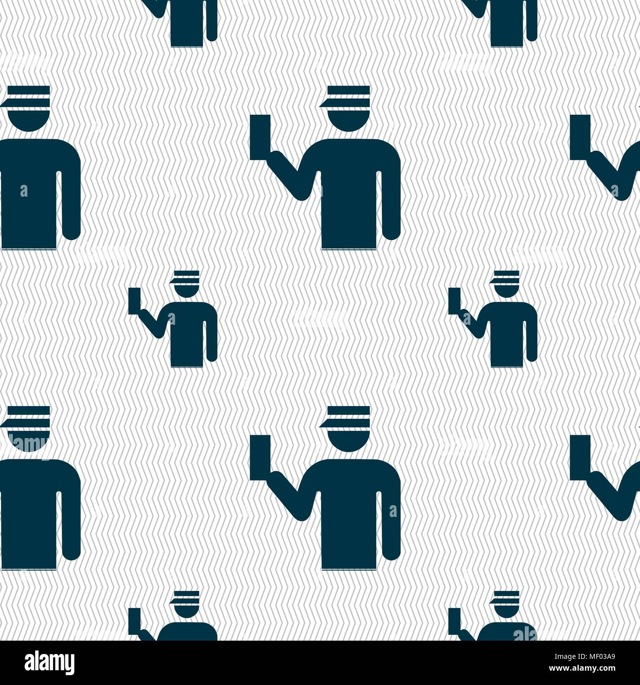 Inspector icon sign. Seamless pattern with geometric texture. Vector ...