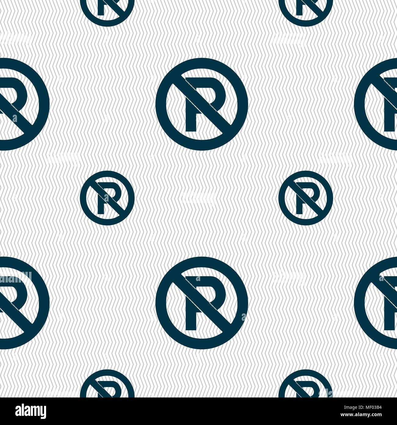No parking icon sign. Seamless pattern with geometric texture. Vector illustration Stock Vector