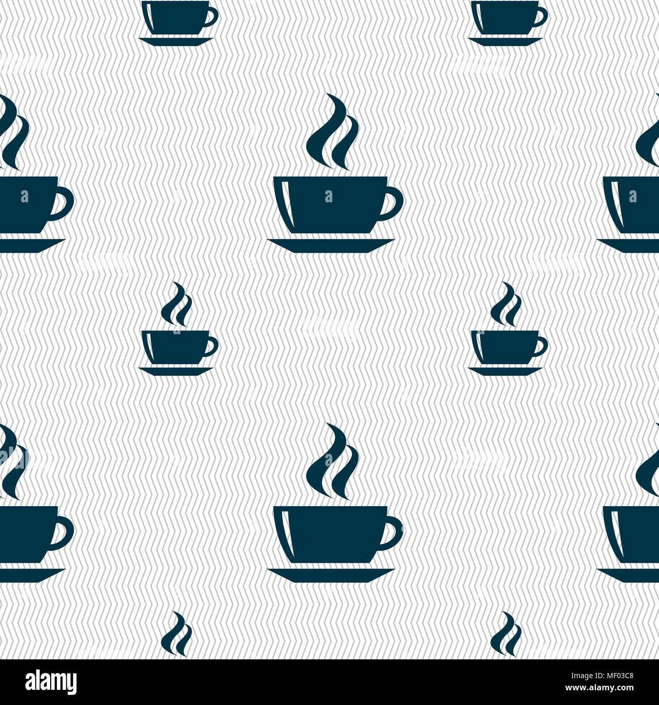 tea, coffee icon sign. Seamless pattern with geometric texture. Vector ...