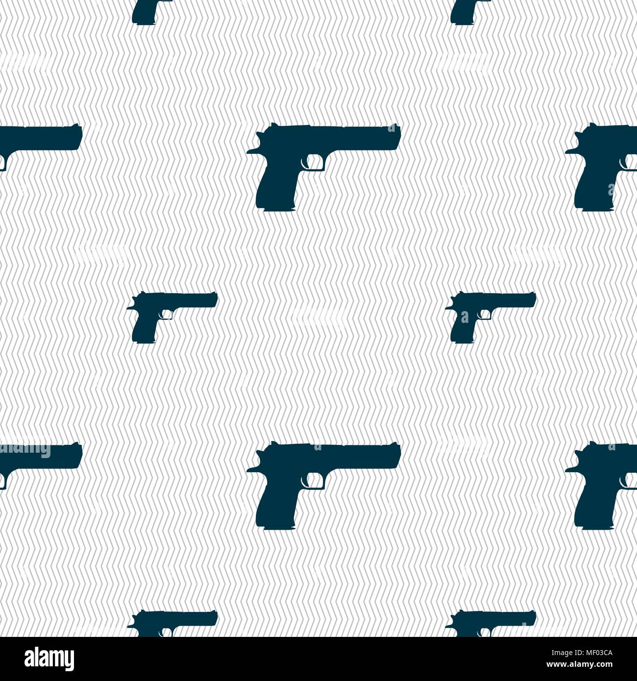 gun icon sign. Seamless pattern with geometric texture. Vector ...