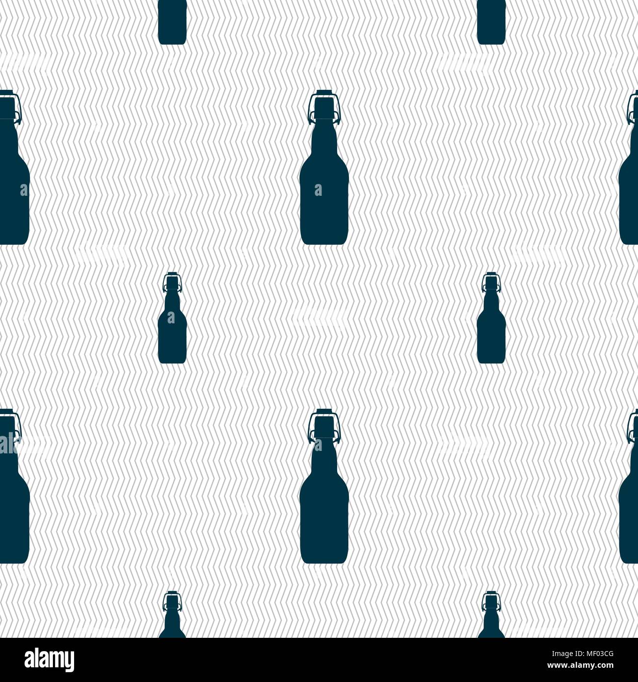 bottle icon sign. Seamless pattern with geometric texture. Vector illustration Stock Vector