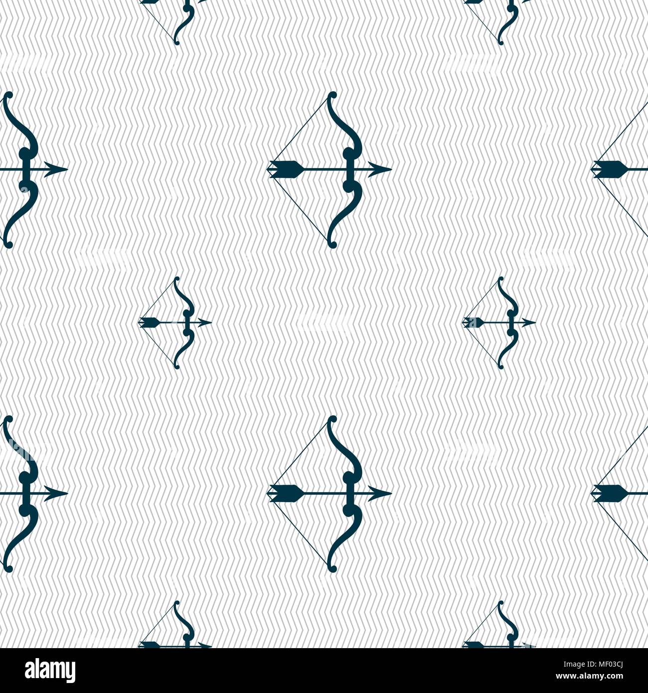 bow and arrow icon sign. Seamless pattern with geometric texture. Vector illustration Stock Vector