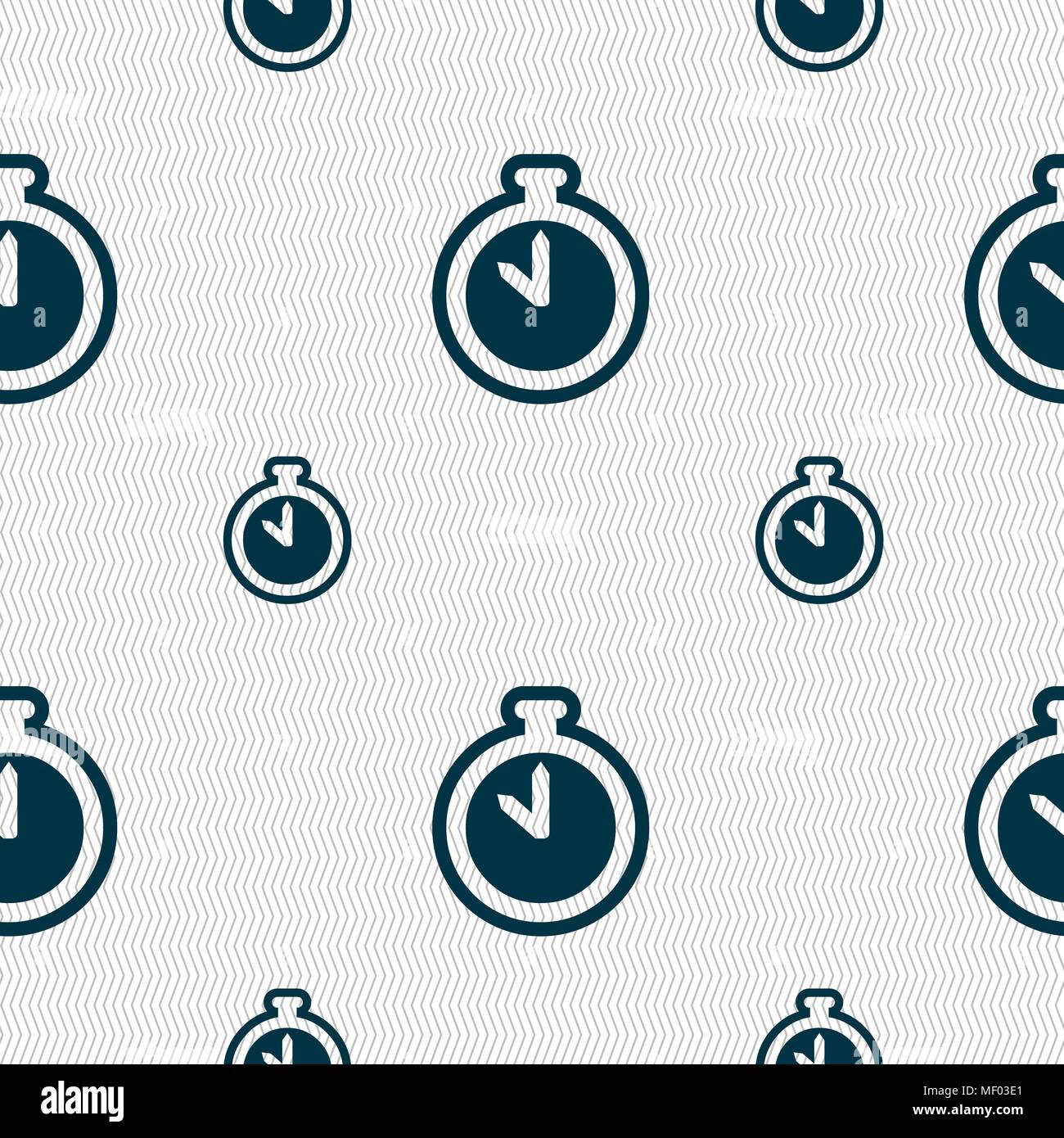 The stopwatch icon sign. Seamless pattern with geometric texture ...