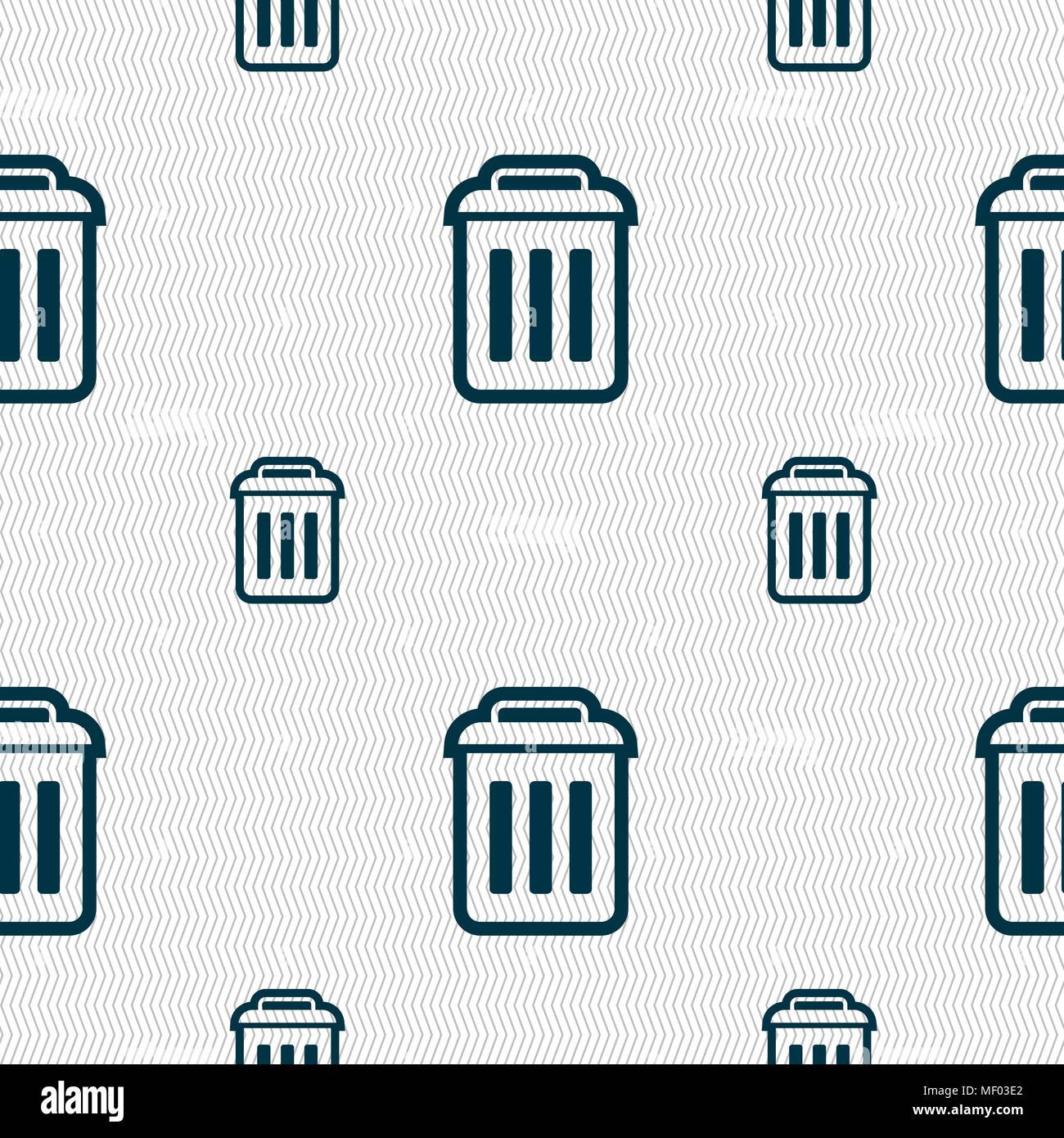 the trash icon sign. Seamless pattern with geometric texture. Vector illustration Stock Vector