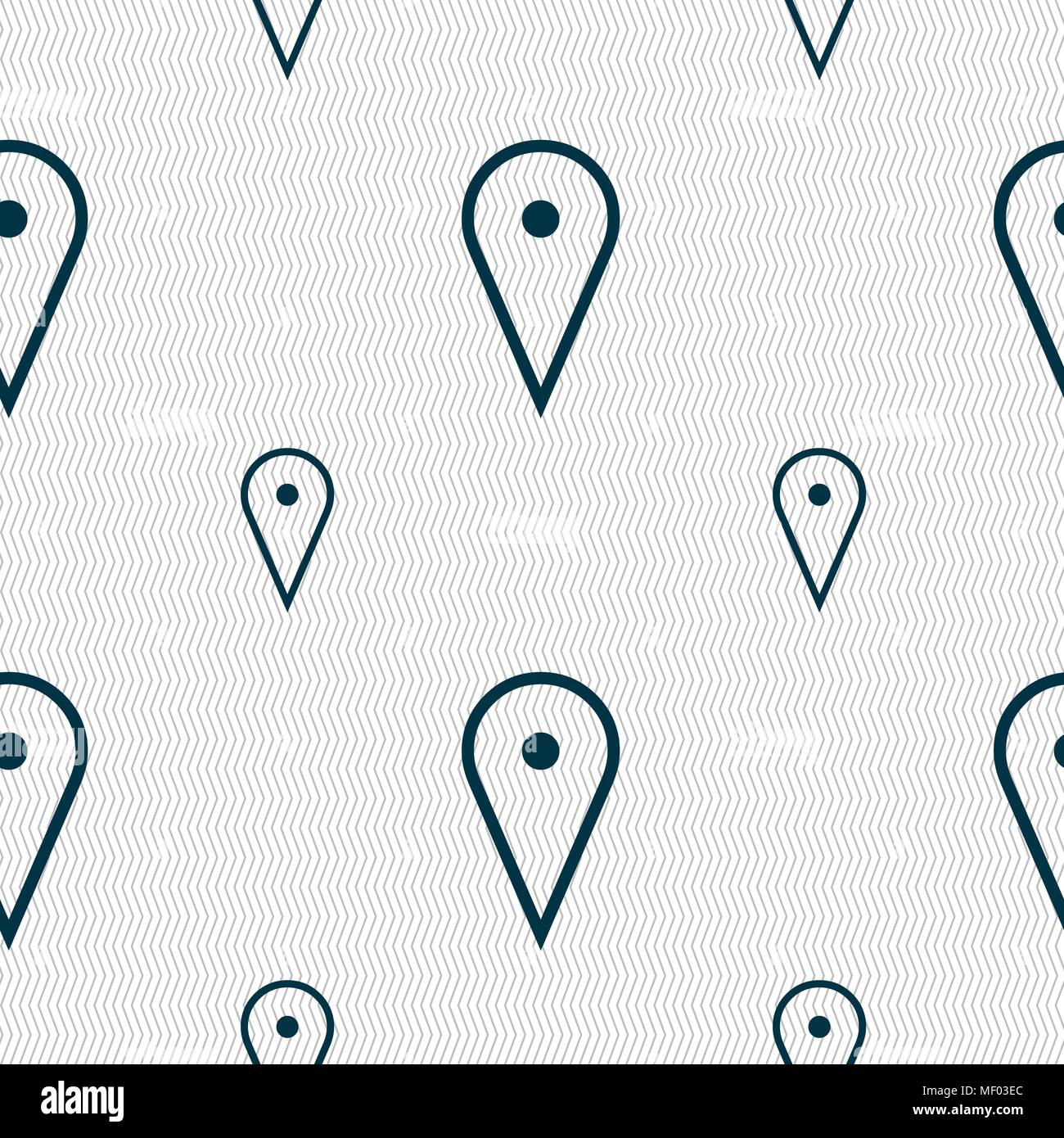 map poiner icon sign. Seamless pattern with geometric texture. Vector illustration Stock Vector