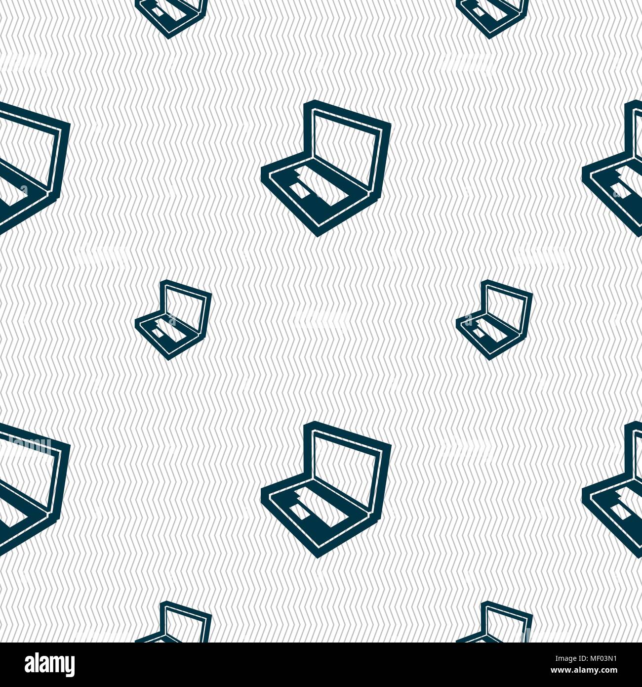Laptop icon sign. Seamless pattern with geometric texture. Vector illustration Stock Vector