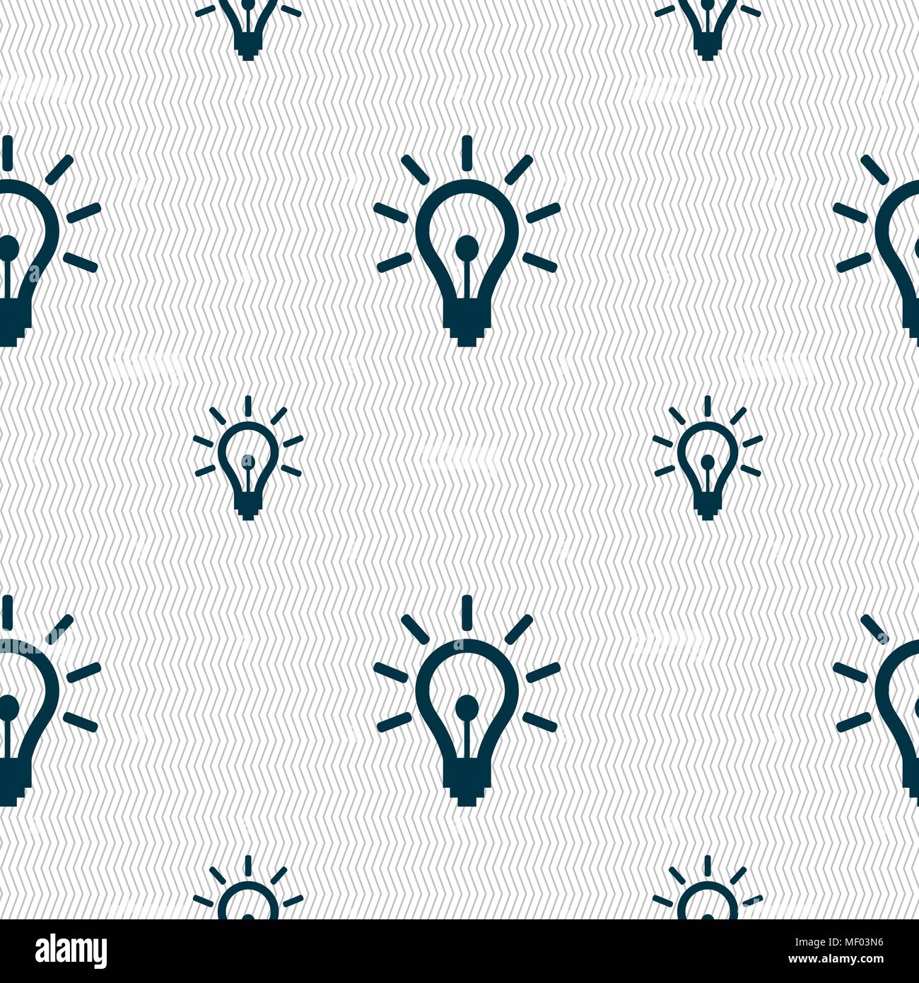 Light bulb icon sign. Seamless pattern with geometric texture. Vector illustration Stock Vector