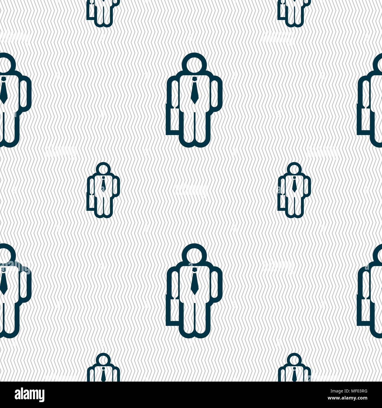 businessman icon sign. Seamless pattern with geometric texture. Vector illustration Stock Vector
