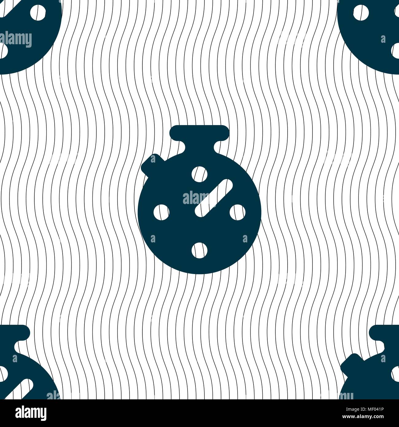 Timer, stopwatch icon sign. Seamless pattern with geometric texture ...