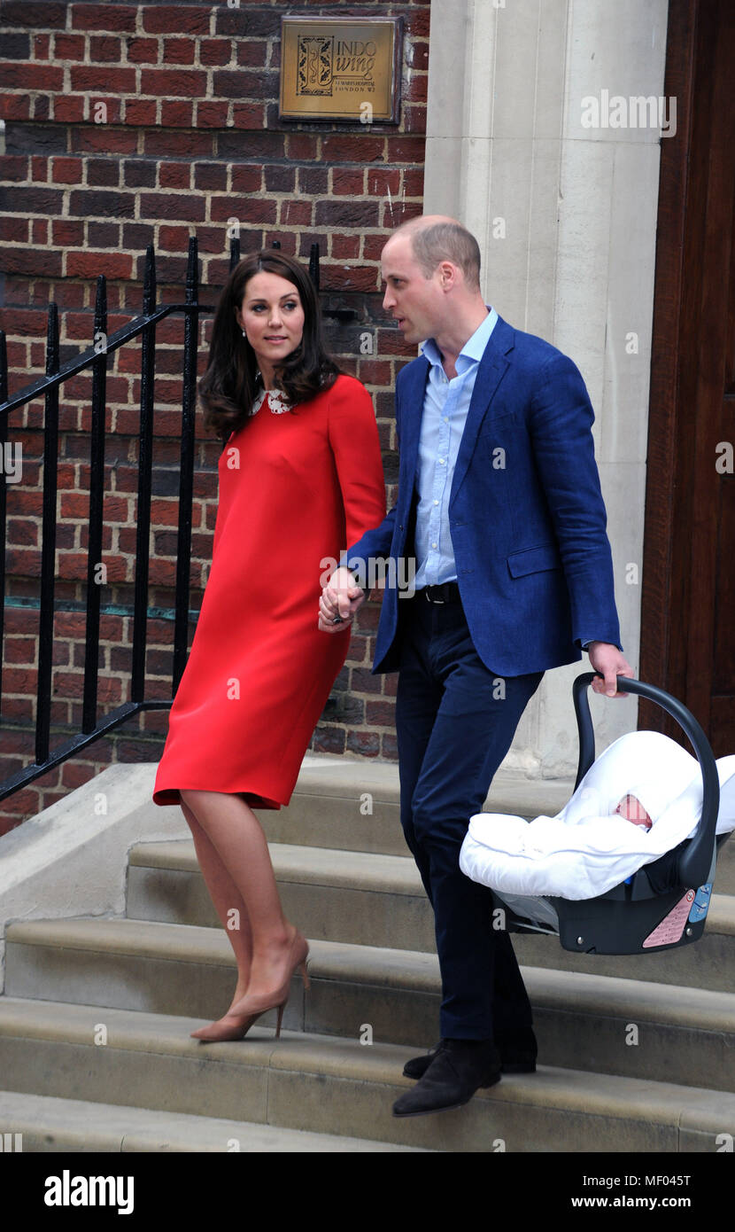 Catherine Duchess Of Cambridge And Prince William Leaving Hospital