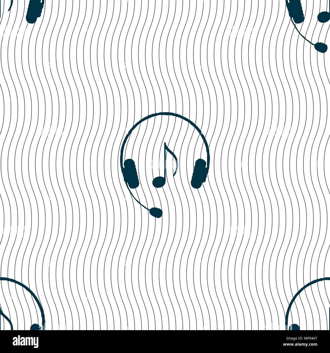headsets icon sign. Seamless pattern with geometric texture. Vector illustration Stock Vector