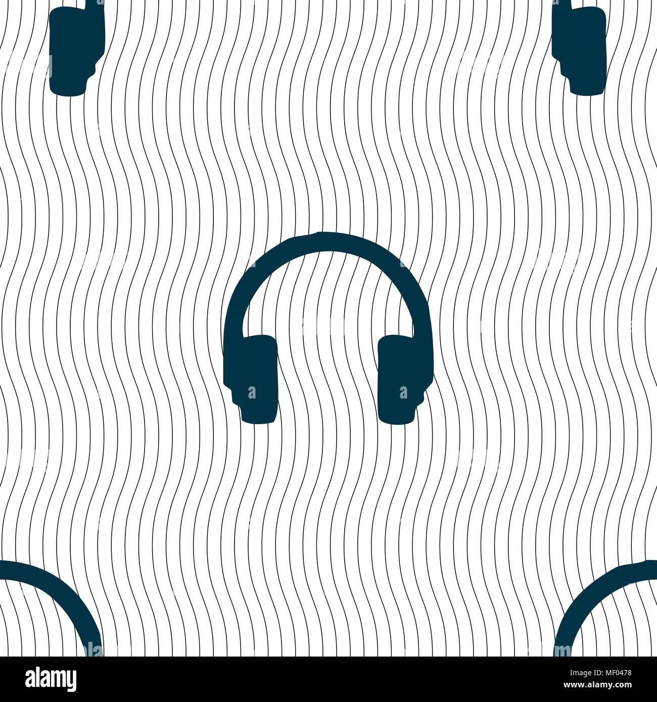 headsets icon sign. Seamless pattern with geometric texture. Vector illustration Stock Vector
