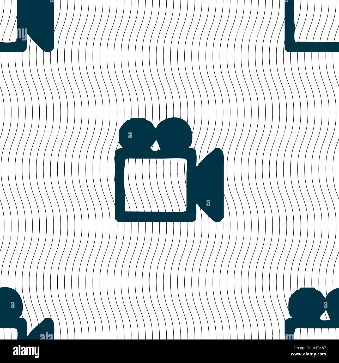camcorder icon sign. Seamless pattern with geometric texture. Vector illustration Stock Vector