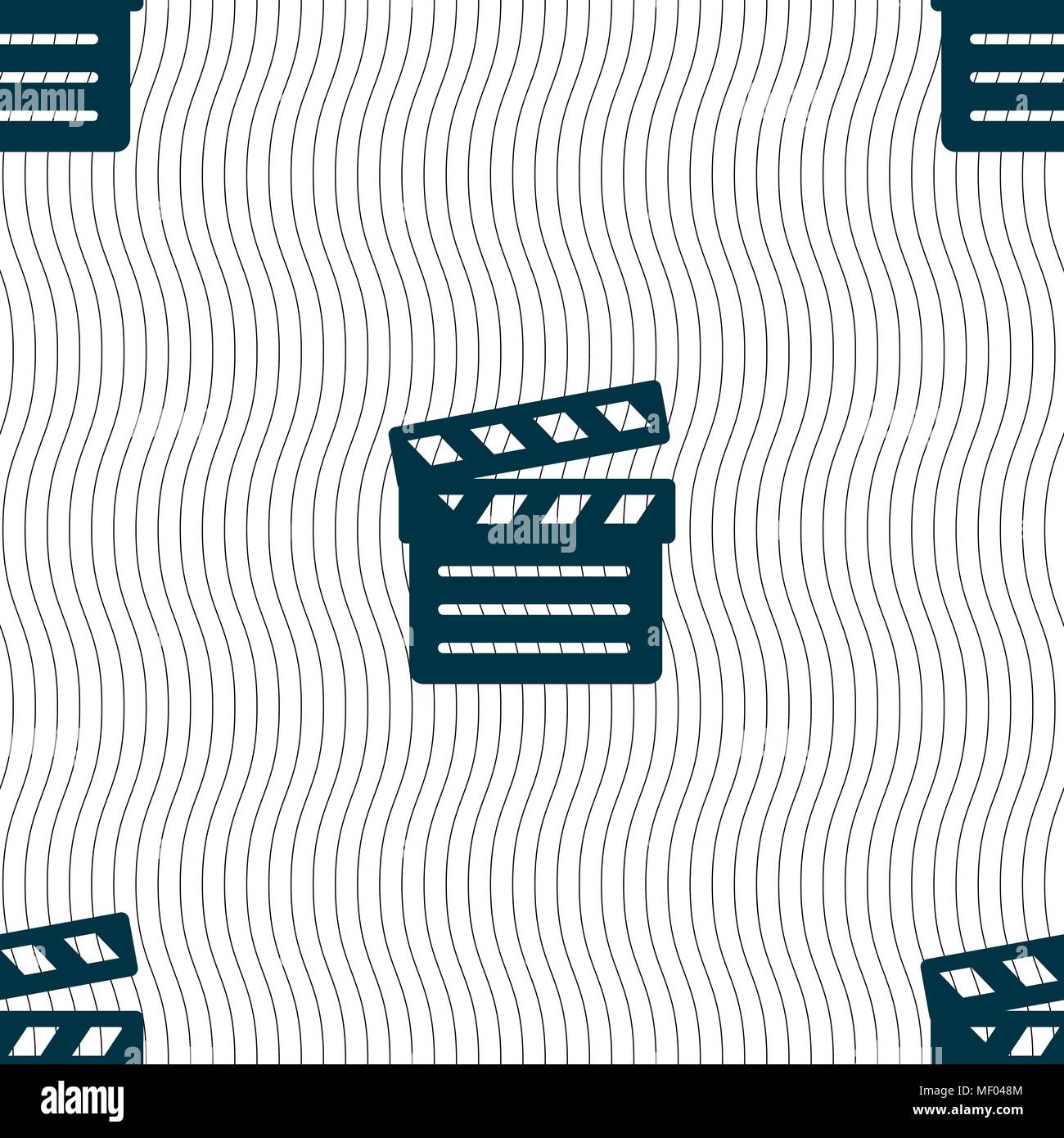 Cinema Clapper  icon sign. Seamless pattern with geometric texture. Vector illustration Stock Vector