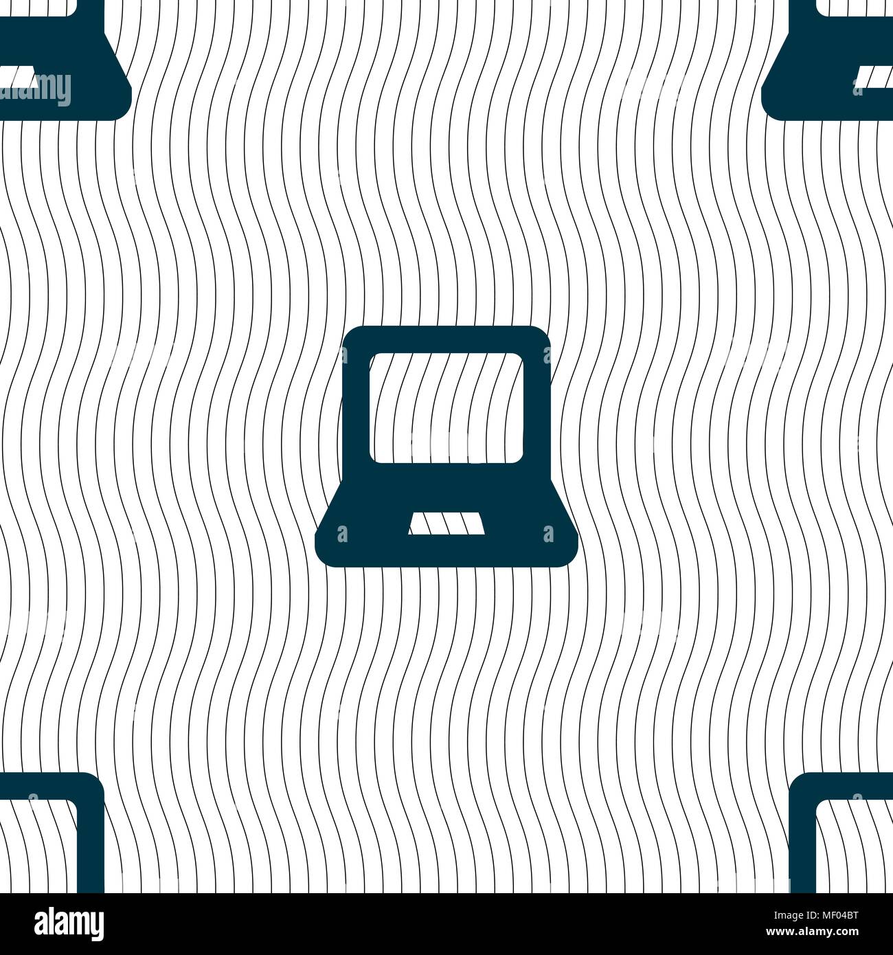 Laptop icon sign. Seamless pattern with geometric texture. Vector illustration Stock Vector