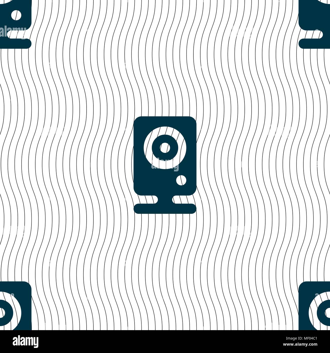 Web cam icon sign. Seamless pattern with geometric texture. Vector illustration Stock Vector
