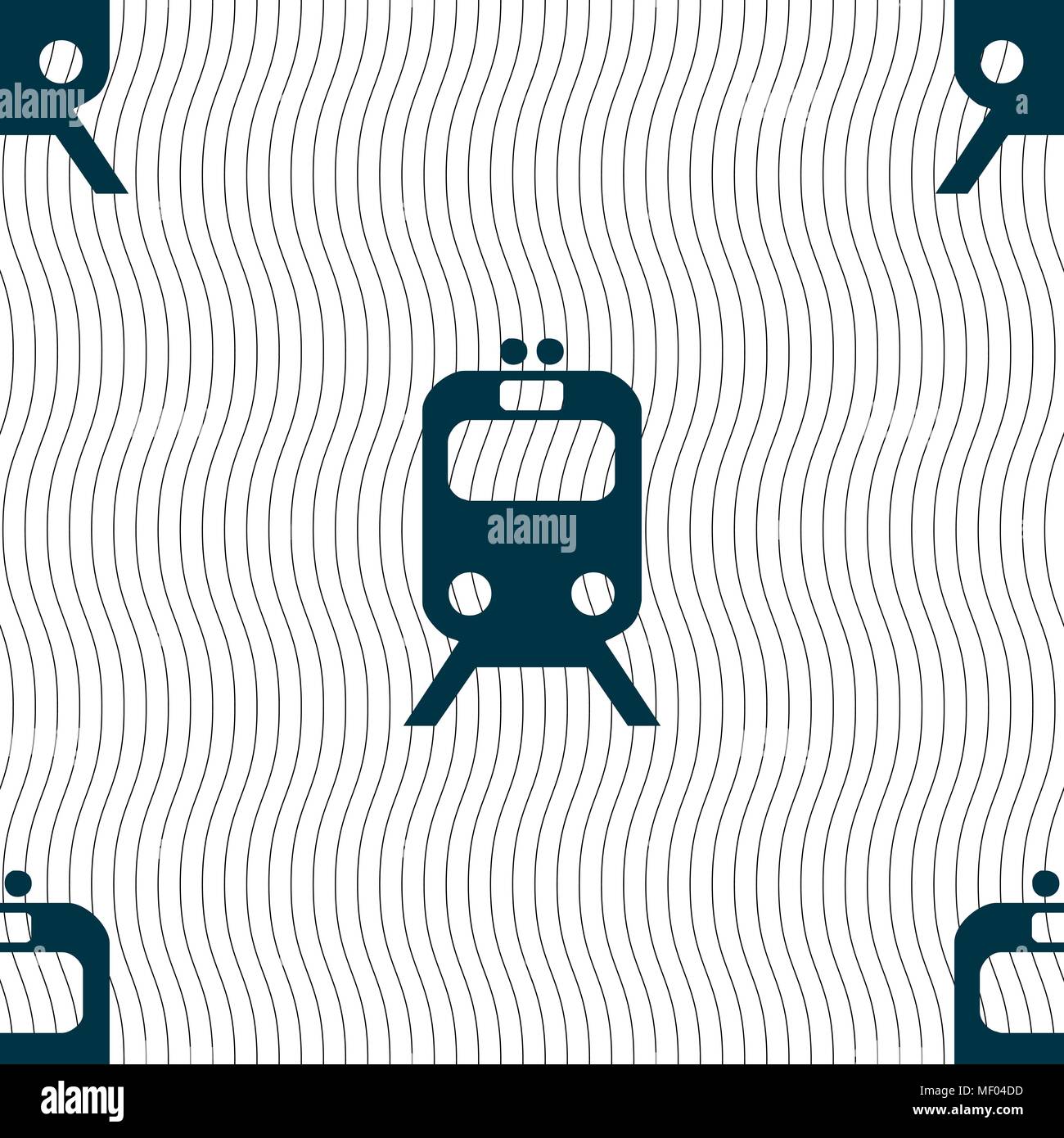 train icon sign. Seamless pattern with geometric texture. Vector illustration Stock Vector