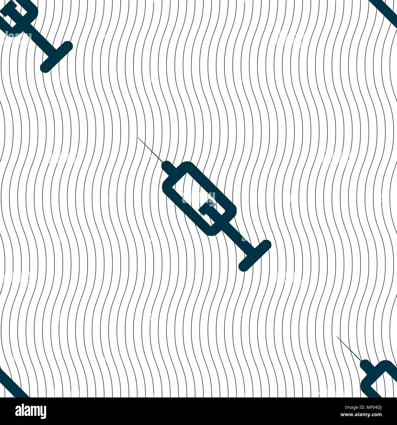 syringe icon sign. Seamless pattern with geometric texture. Vector illustration Stock Vector