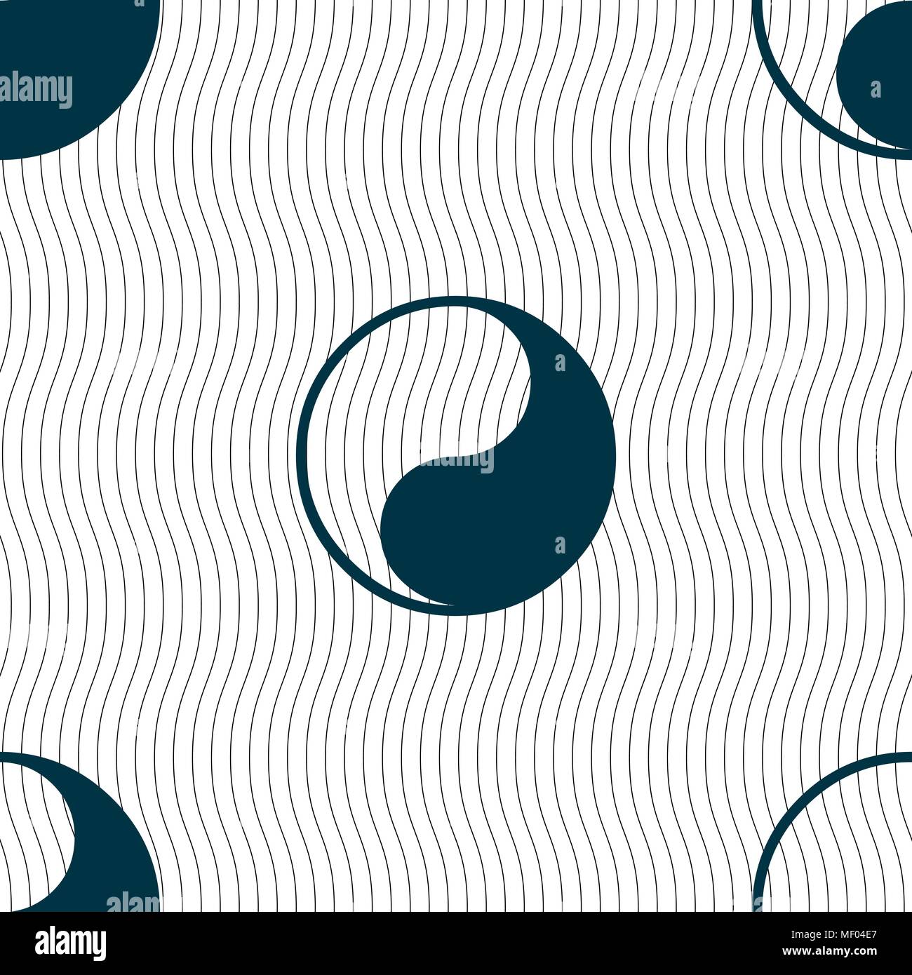 Yin Yang icon sign. Seamless pattern with geometric texture. Vector illustration Stock Vector