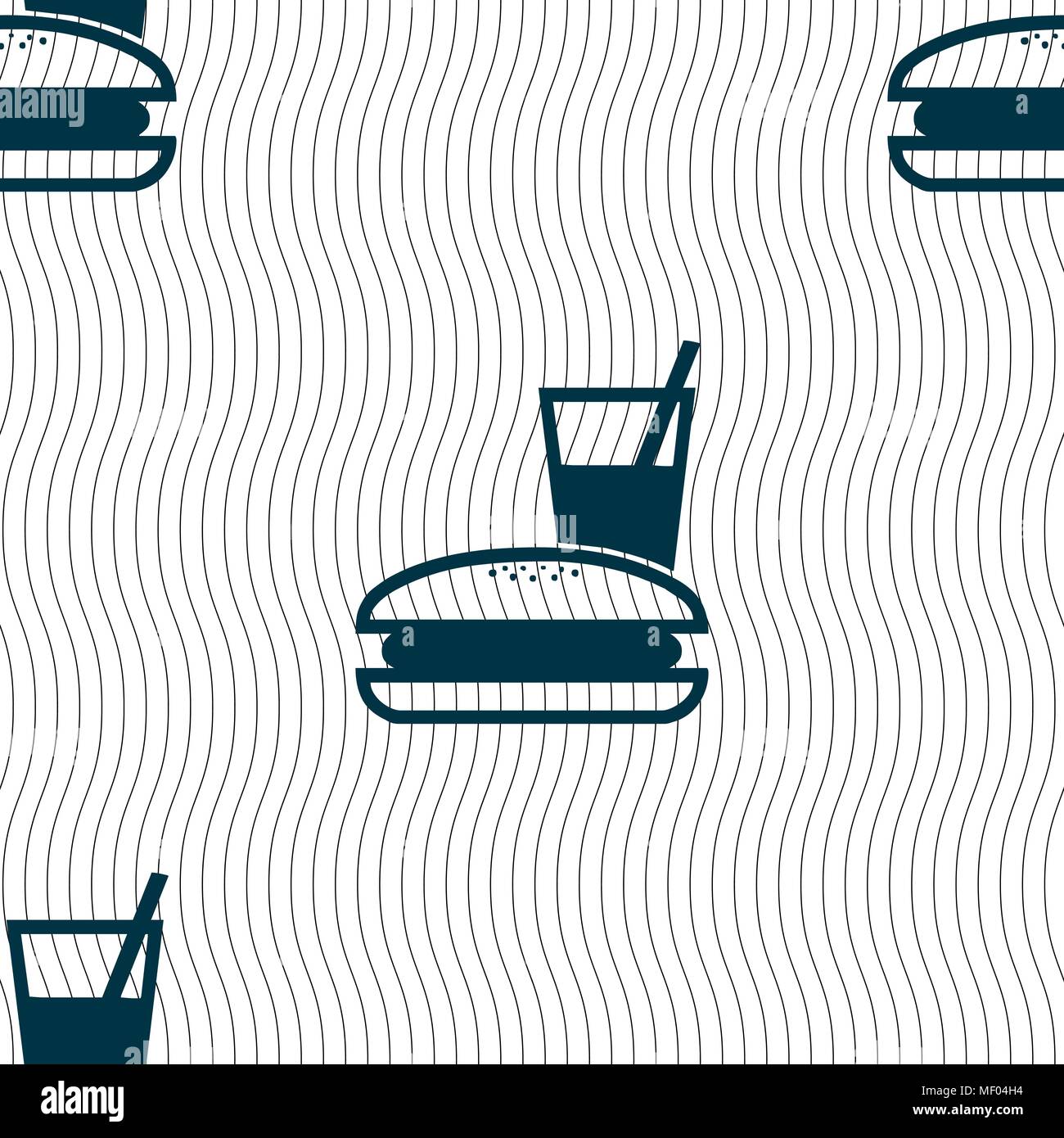 lunch box icon sign. Seamless pattern with geometric texture. Vector illustration Stock Vector