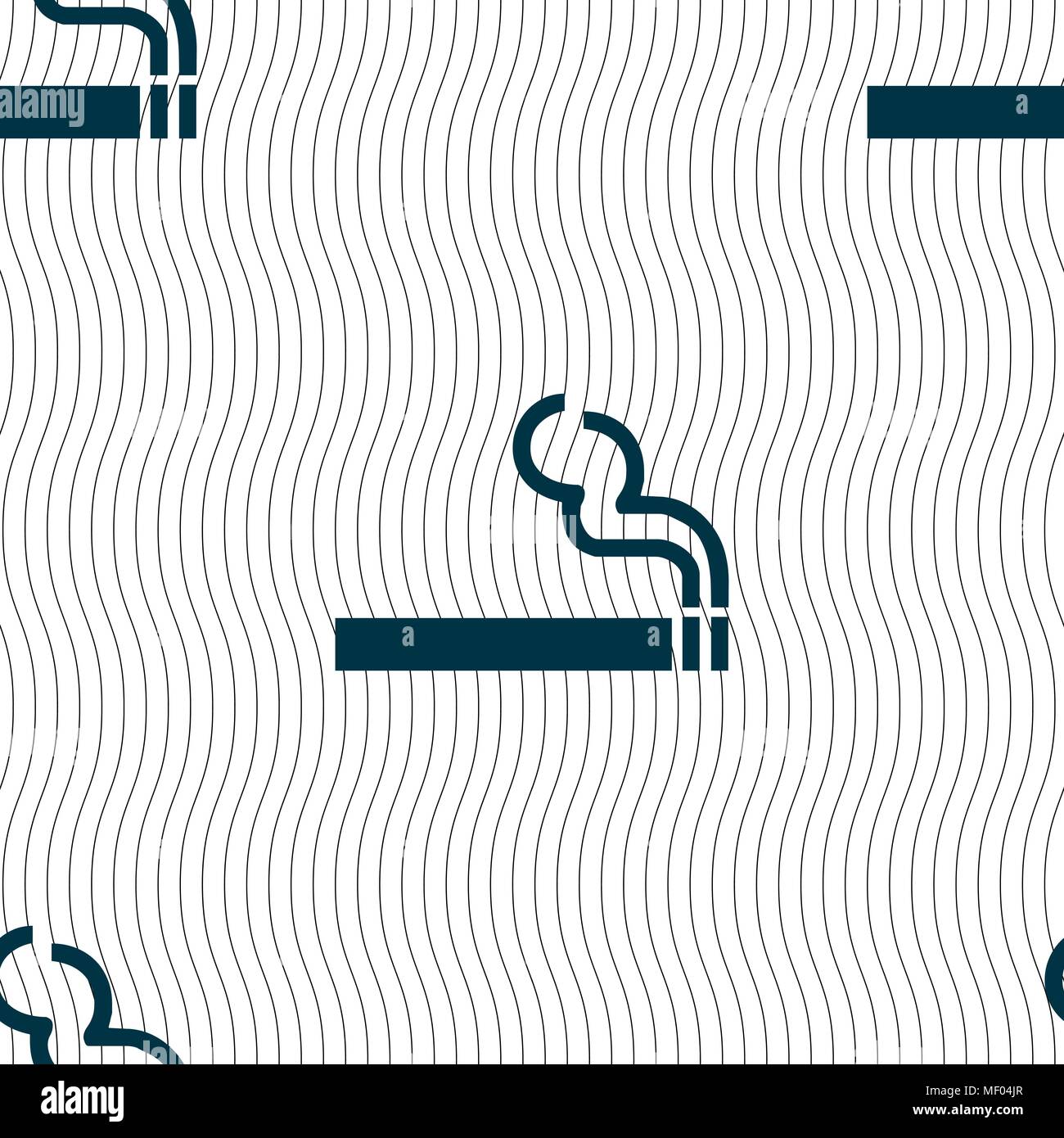 cigarette smoke icon sign. Seamless pattern with geometric texture. Vector illustration Stock Vector