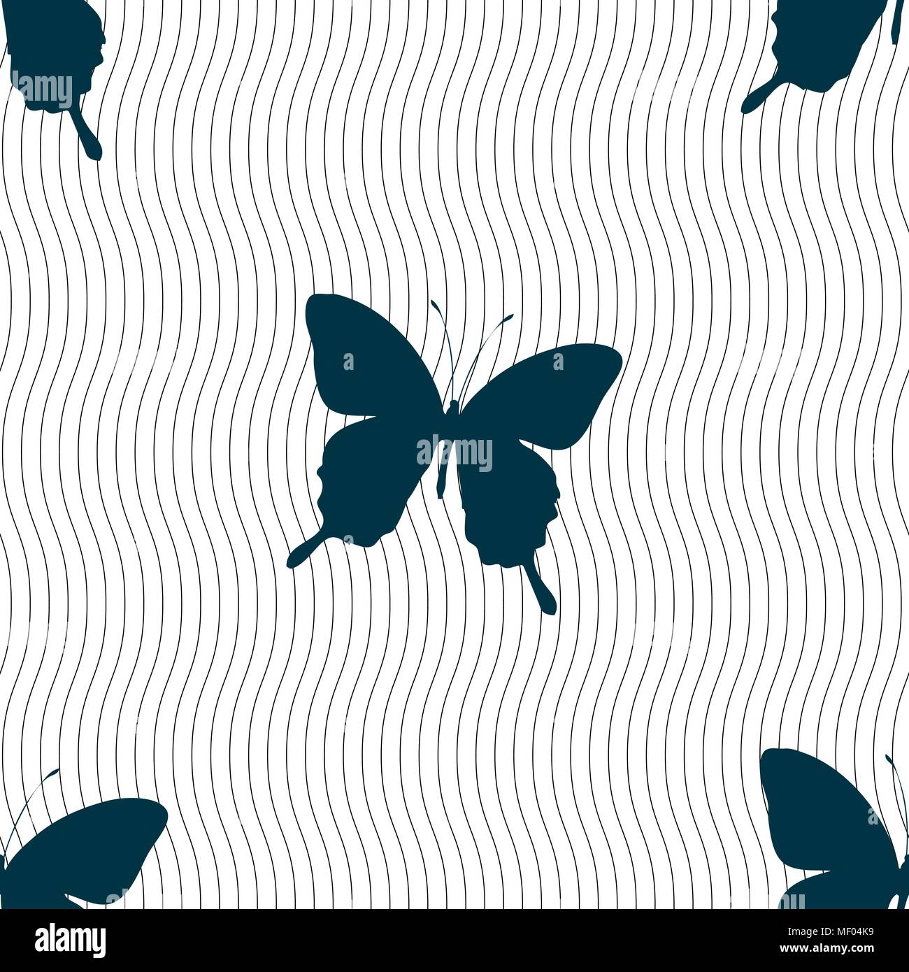 butterfly icon sign. Seamless pattern with geometric texture. Vector illustration Stock Vector