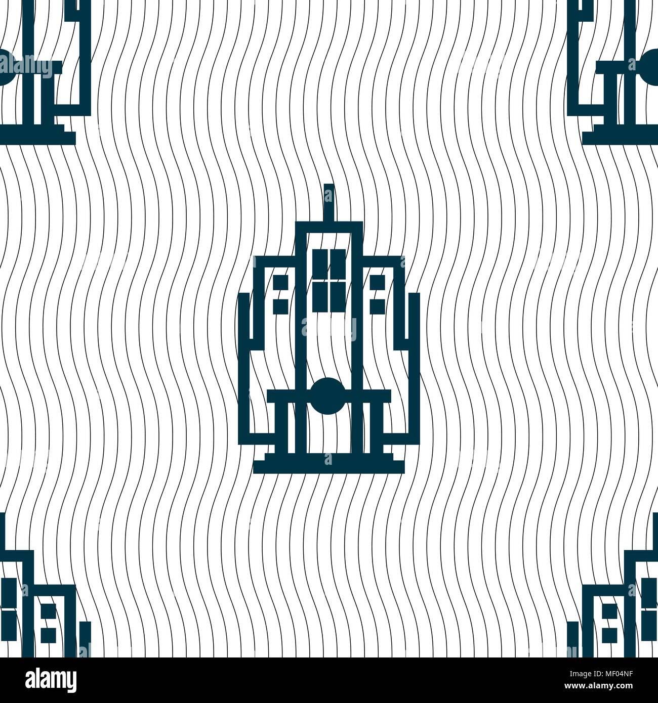 skyscraper icon sign. Seamless pattern with geometric texture. Vector illustration Stock Vector
