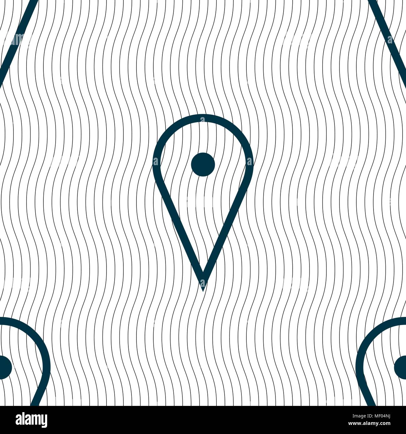 map poiner icon sign. Seamless pattern with geometric texture. Vector illustration Stock Vector