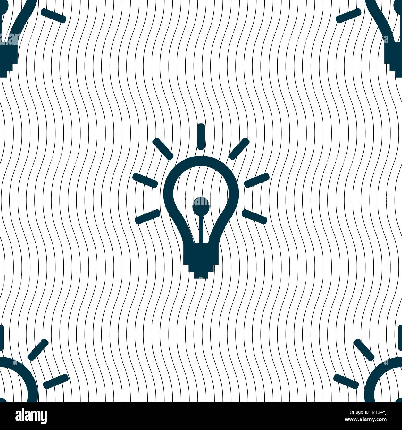 Light bulb icon sign. Seamless pattern with geometric texture. Vector illustration Stock Vector