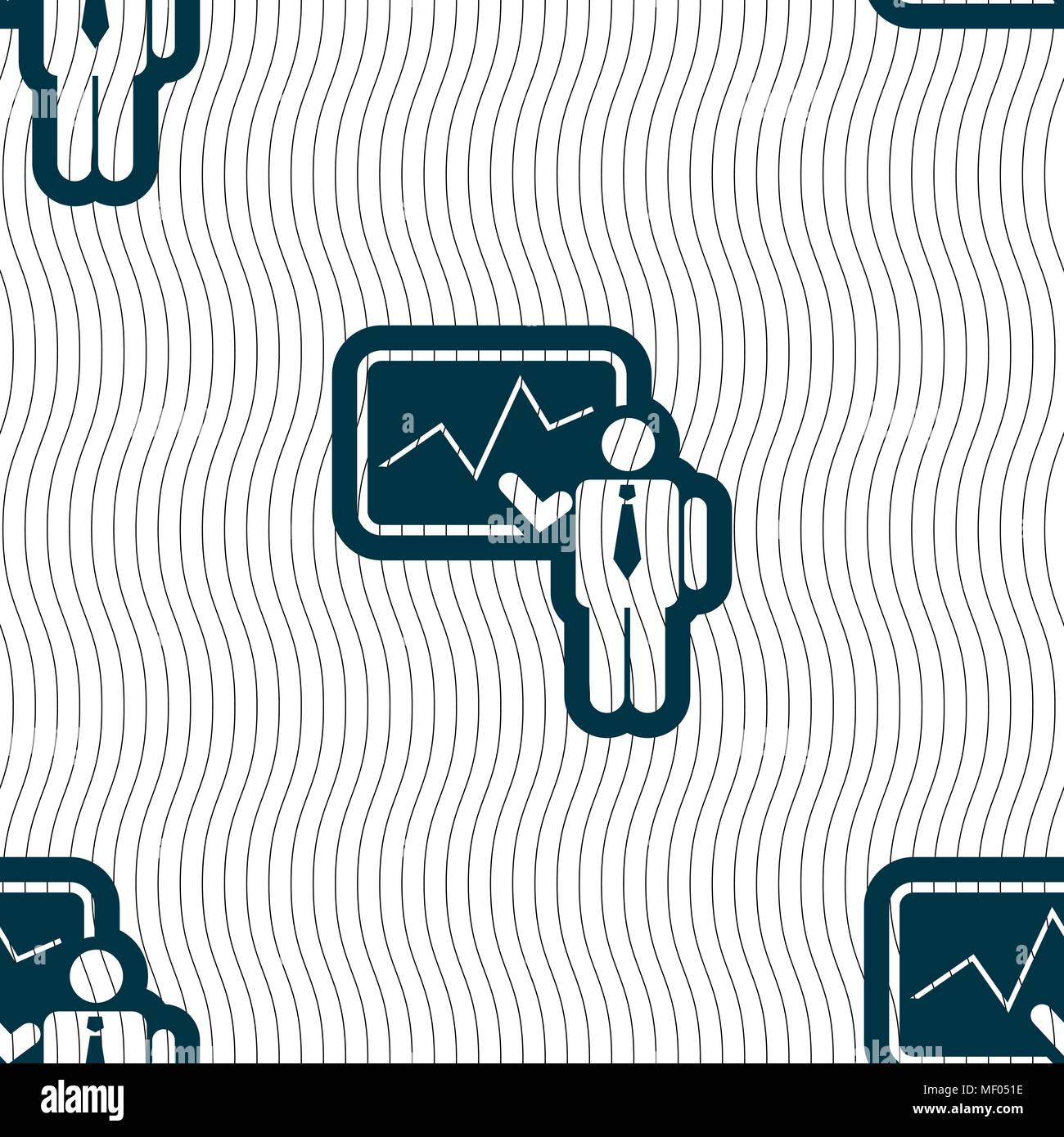 businessman making report icon sign. Seamless pattern with geometric ...