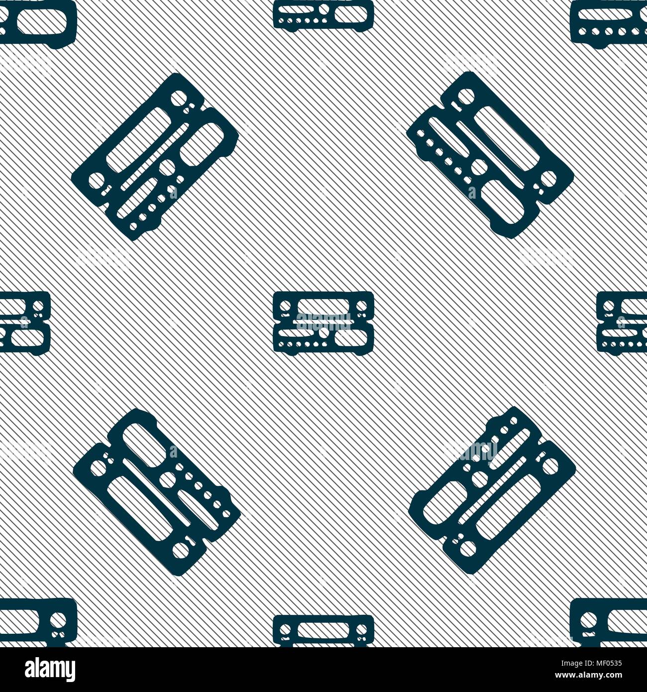 radio, receiver, amplifier icon sign. Seamless pattern with geometric texture. Vector illustration Stock Vector