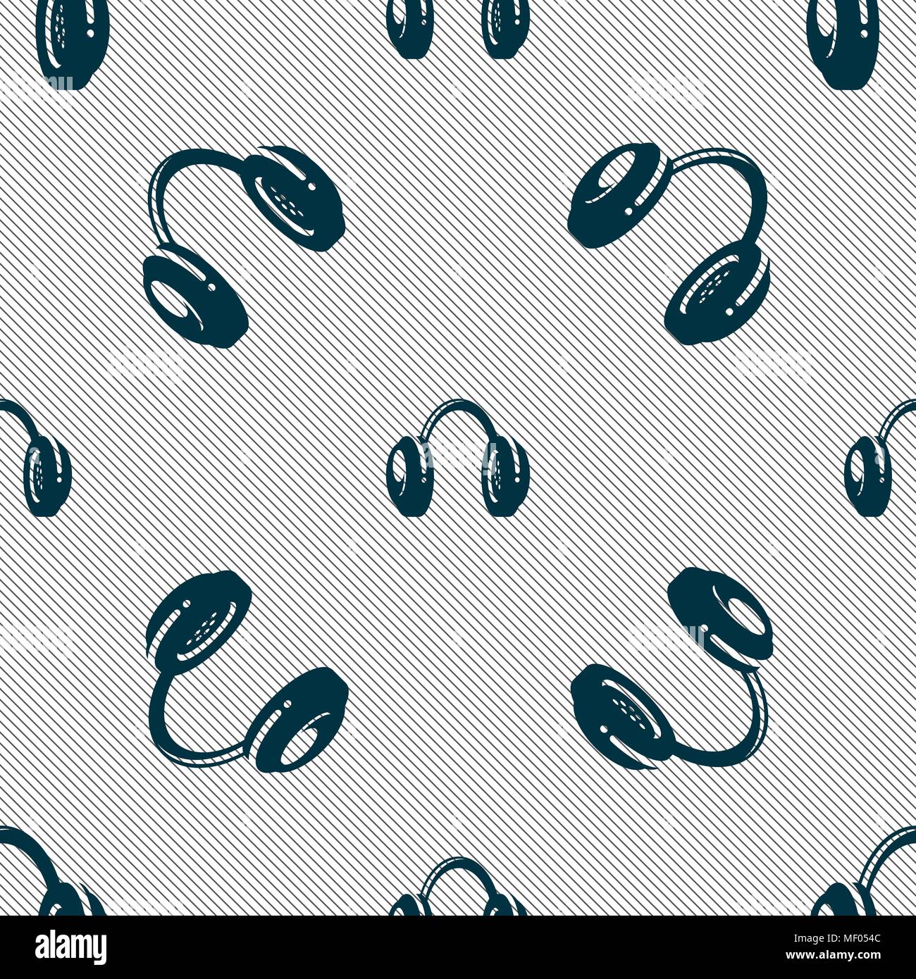headsets icon sign. Seamless pattern with geometric texture. Vector illustration Stock Vector