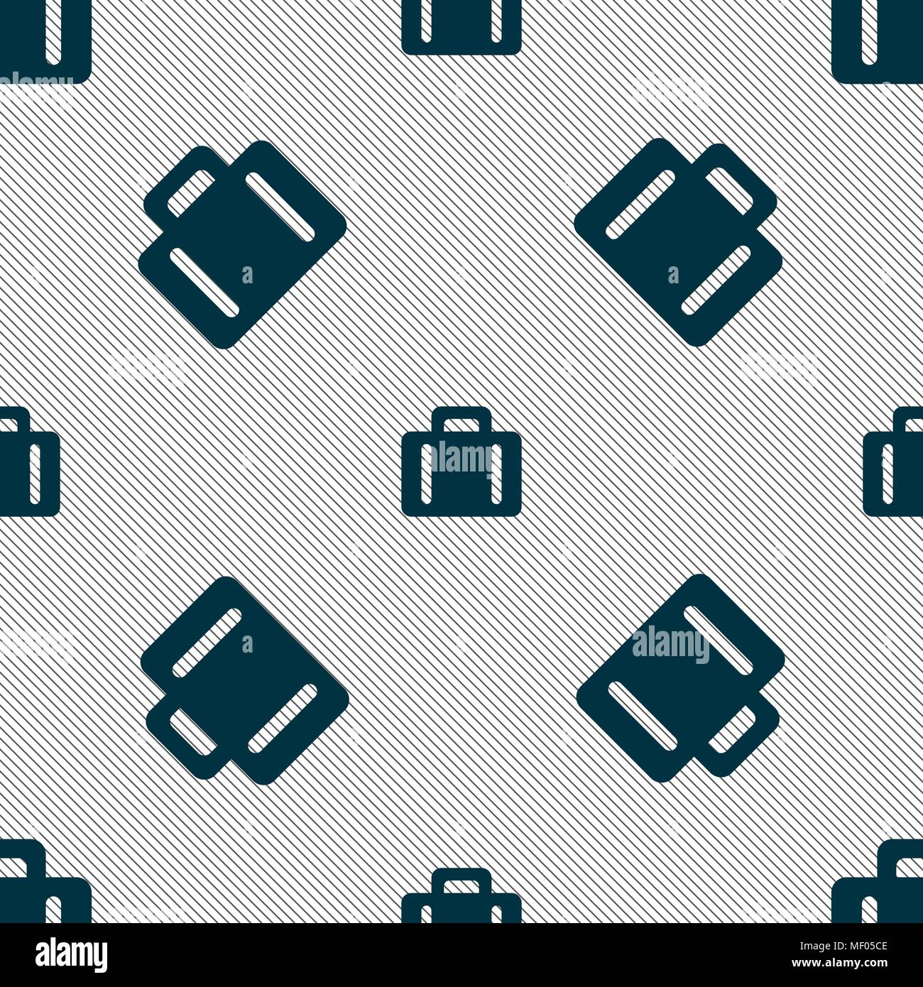 suitcase icon sign. Seamless pattern with geometric texture. Vector illustration Stock Vector