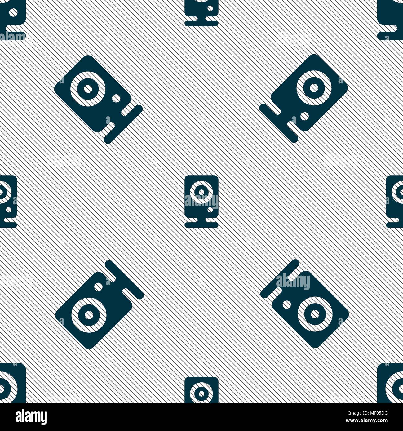 Web cam icon sign. Seamless pattern with geometric texture. Vector illustration Stock Vector