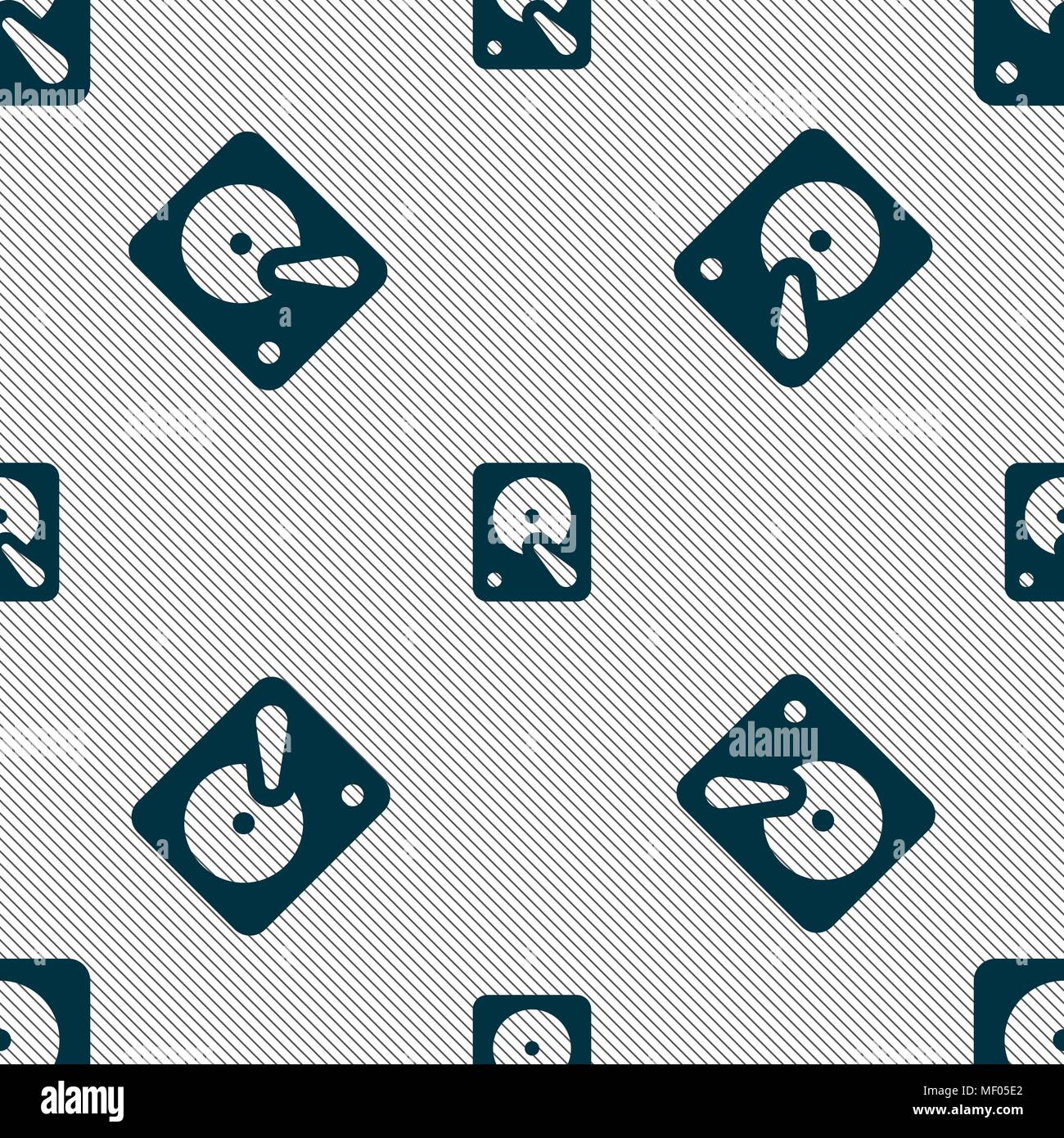 hard disk icon sign. Seamless pattern with geometric texture. Vector illustration Stock Vector