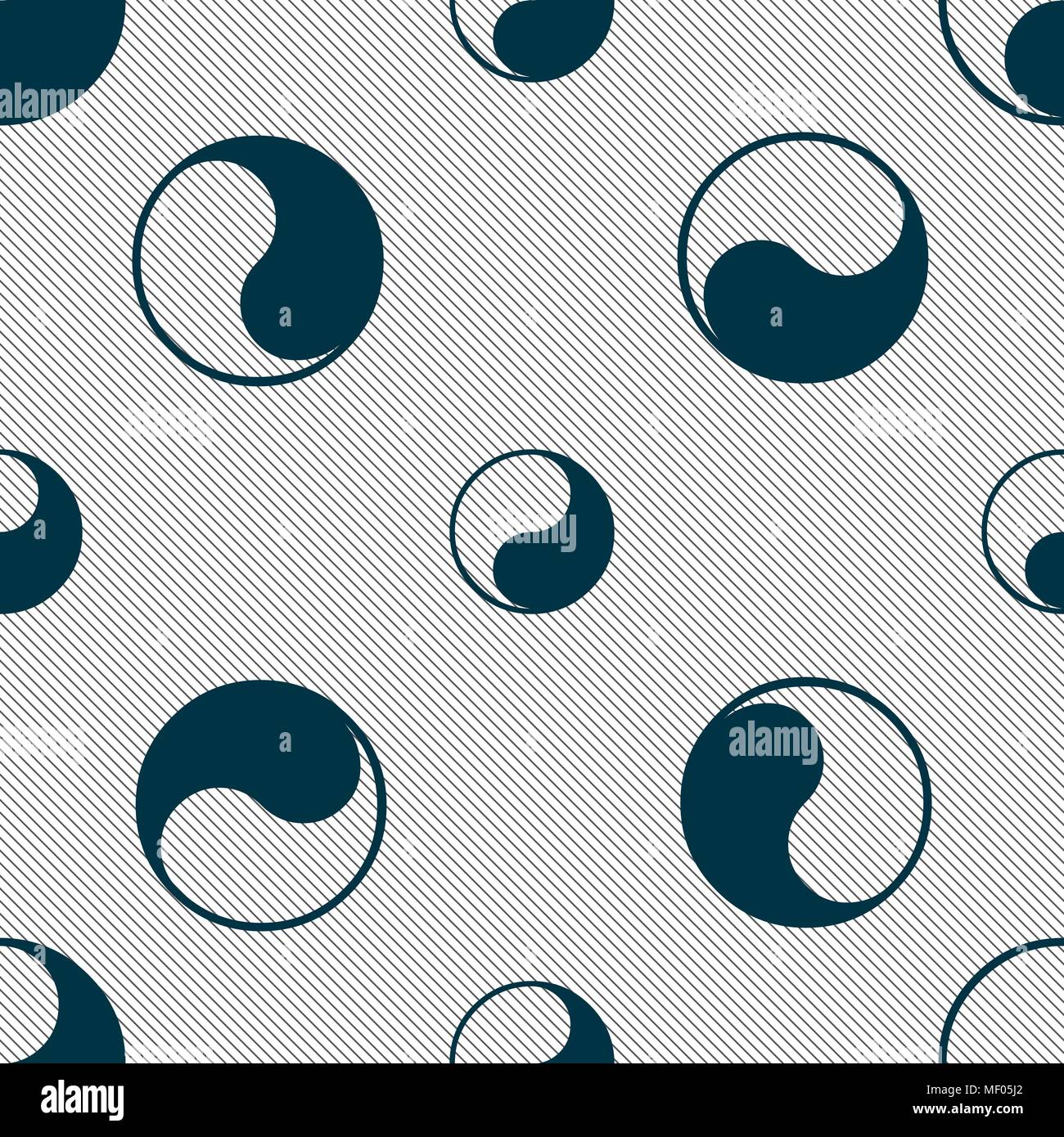 Yin Yang icon sign. Seamless pattern with geometric texture. Vector illustration Stock Vector