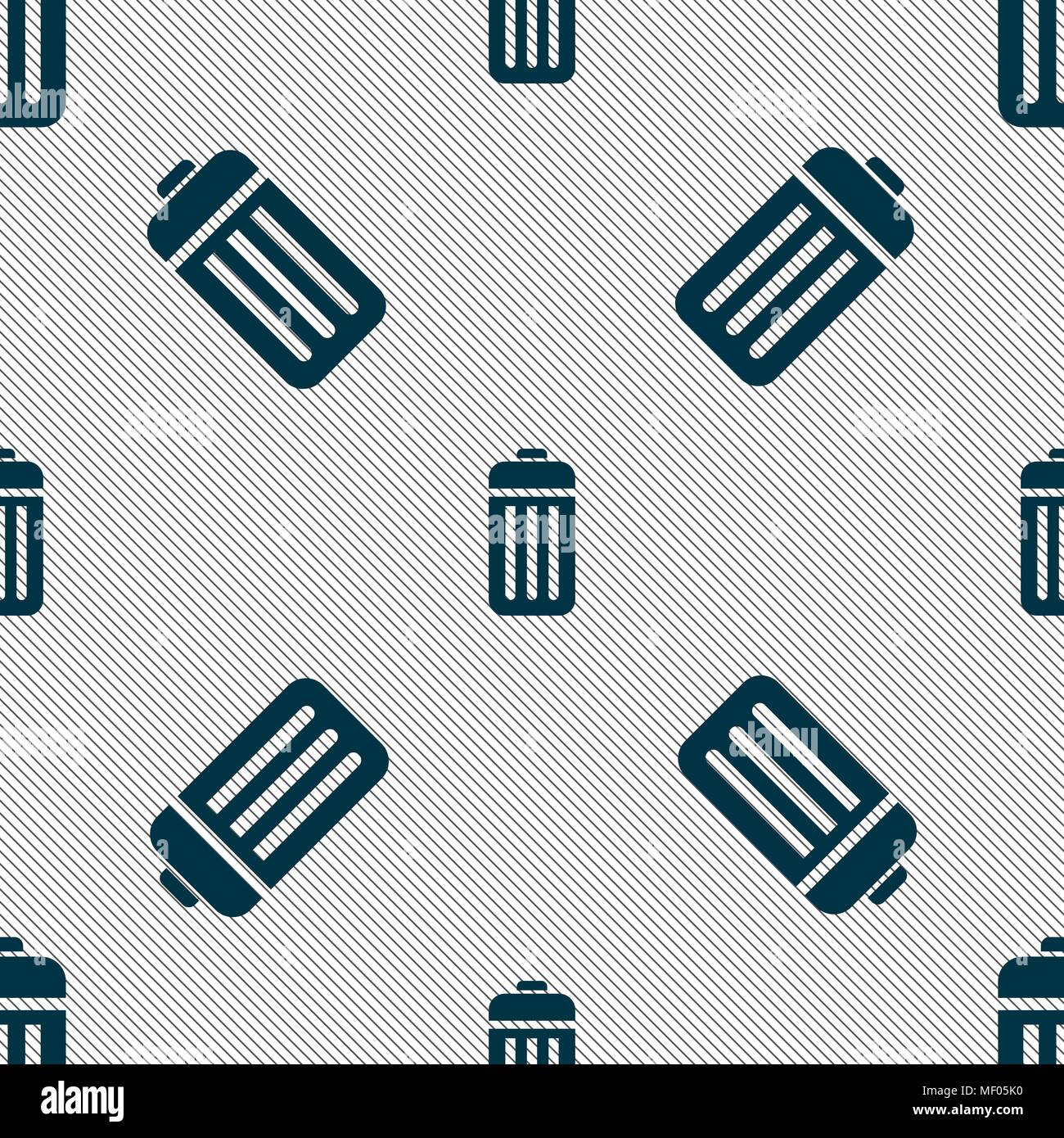The trash icon sign. Seamless pattern with geometric texture. Vector illustration Stock Vector