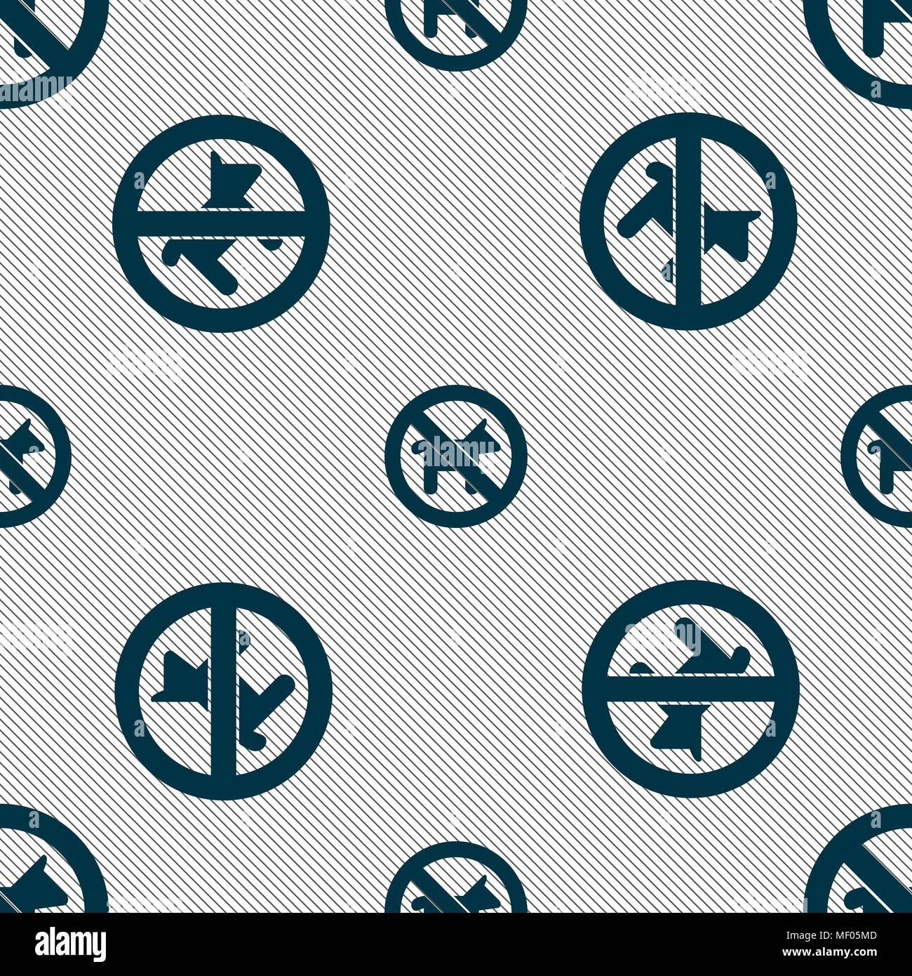 dog walking is prohibited icon sign. Seamless pattern with geometric ...