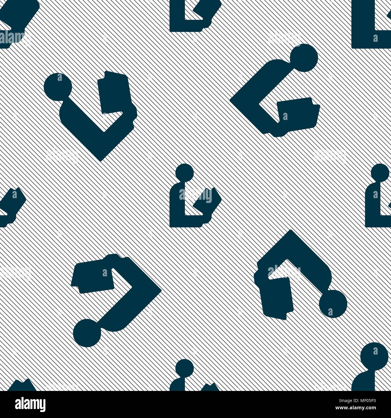 read a book icon sign. Seamless pattern with geometric texture. Vector illustration Stock Vector