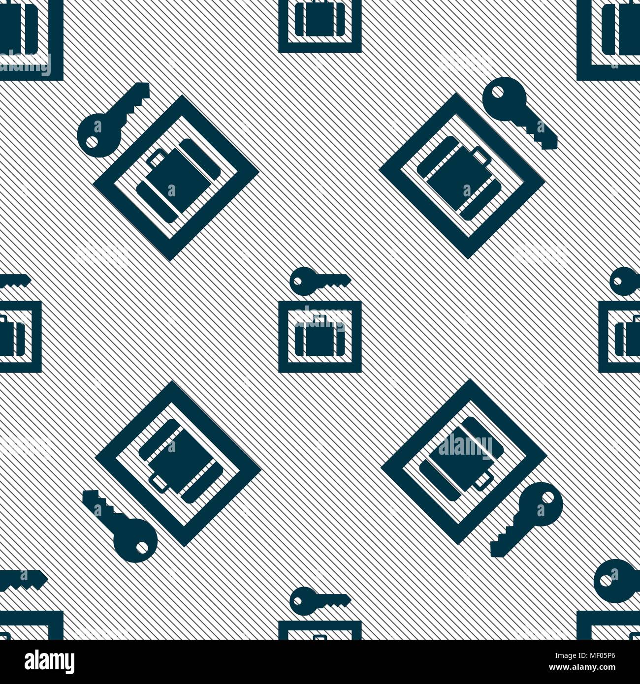 Luggage Storage icon sign. Seamless pattern with geometric texture. Vector illustration Stock Vector