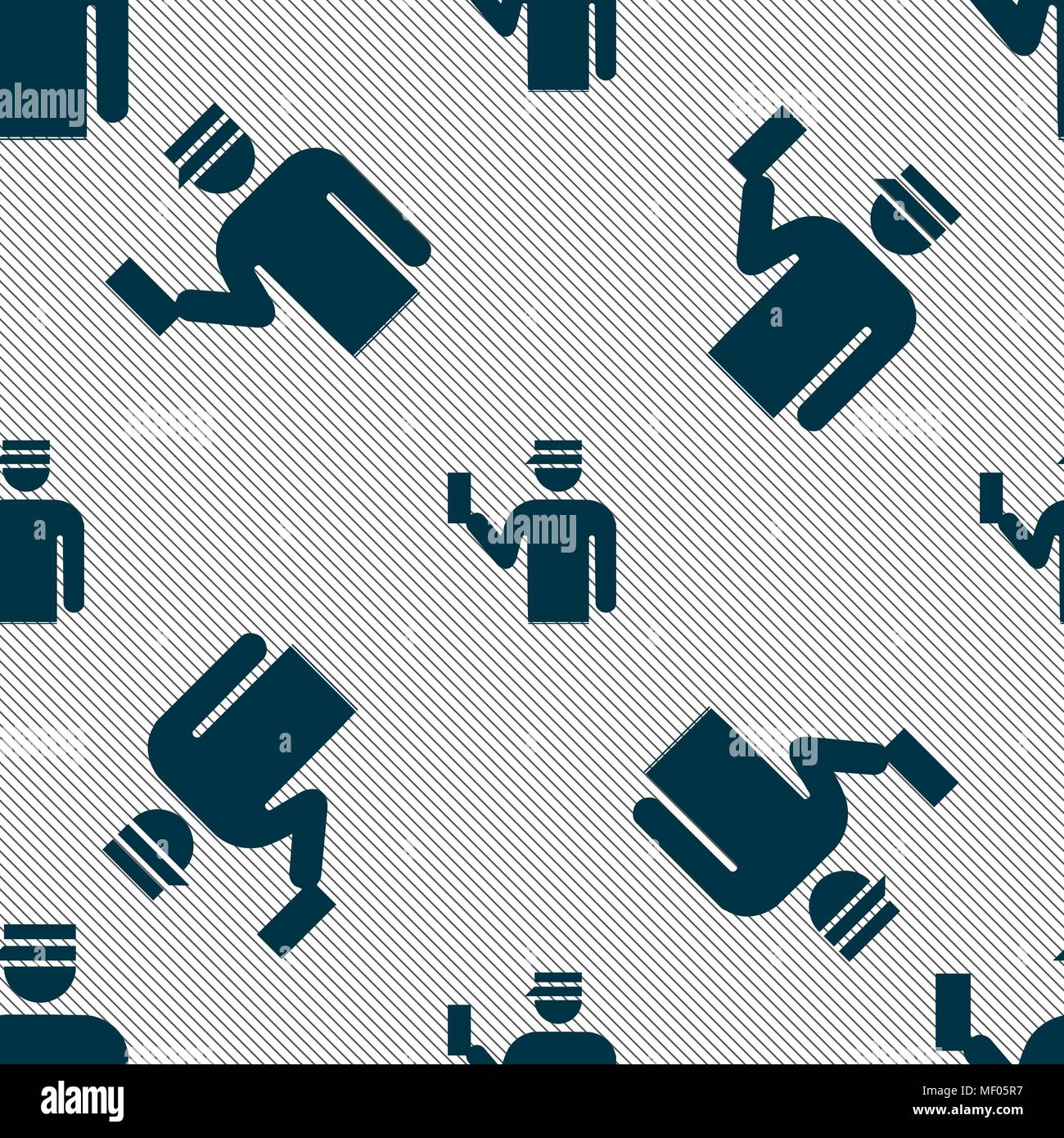 Inspector icon sign. Seamless pattern with geometric texture. Vector illustration Stock Vector