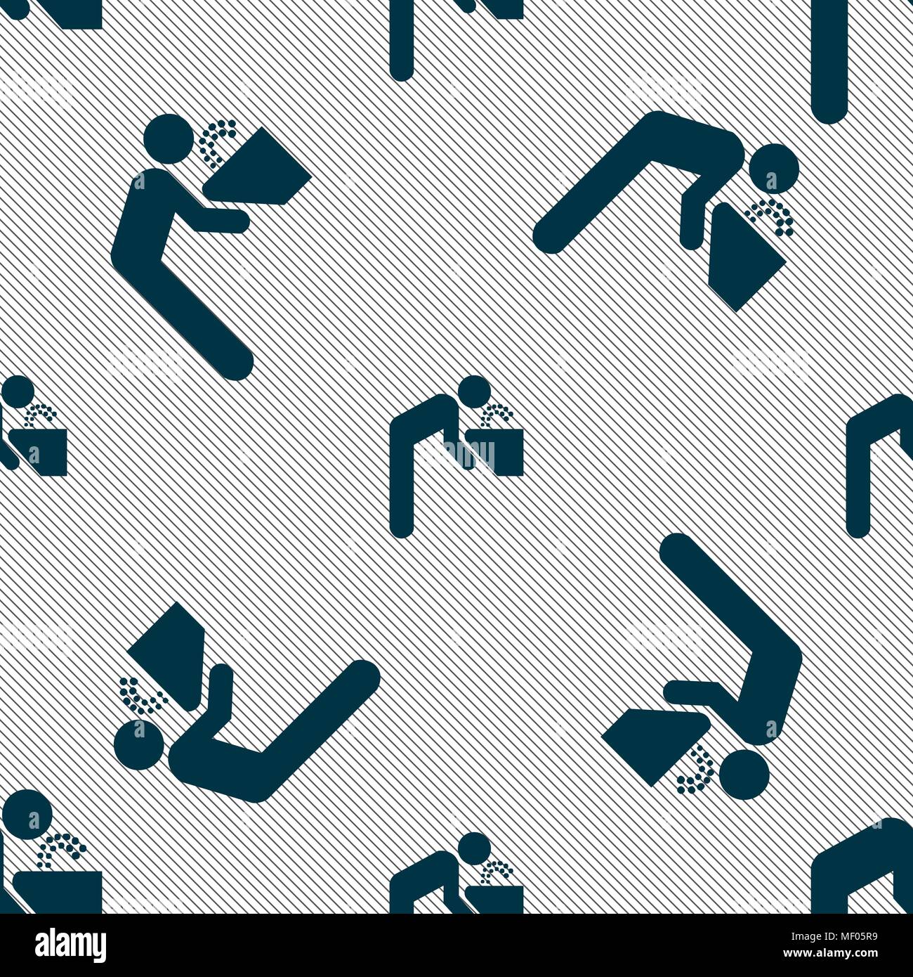 drinking fountain icon sign. Seamless pattern with geometric texture. Vector illustration Stock Vector