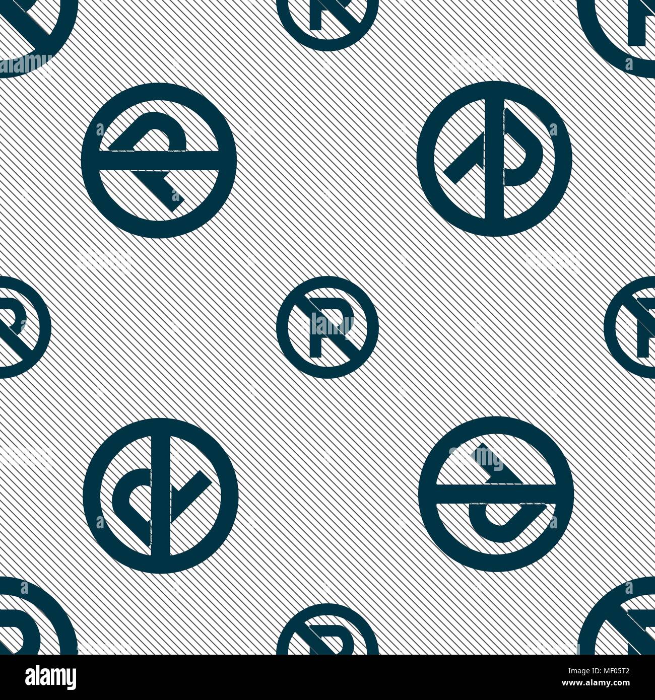 No parking icon sign. Seamless pattern with geometric texture. Vector illustration Stock Vector